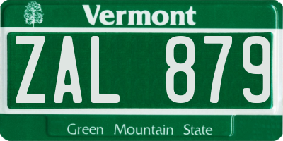 VT license plate ZAL879