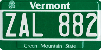 VT license plate ZAL882