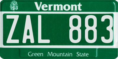 VT license plate ZAL883