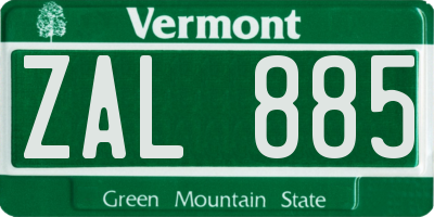 VT license plate ZAL885