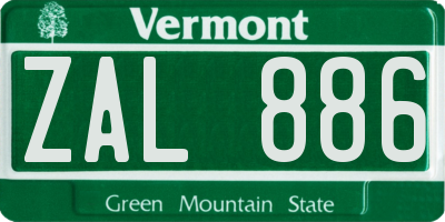 VT license plate ZAL886