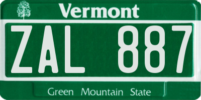 VT license plate ZAL887