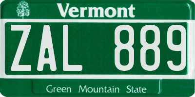 VT license plate ZAL889