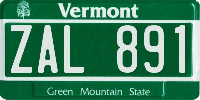 VT license plate ZAL891
