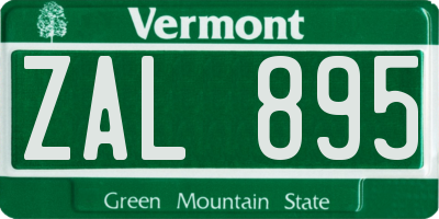 VT license plate ZAL895