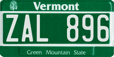 VT license plate ZAL896