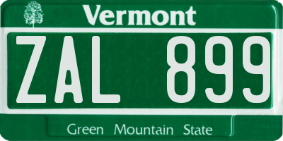 VT license plate ZAL899