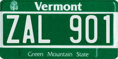 VT license plate ZAL901
