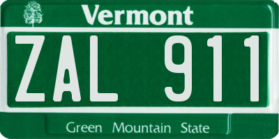 VT license plate ZAL911