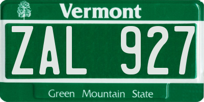 VT license plate ZAL927