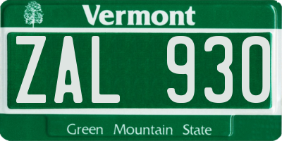 VT license plate ZAL930