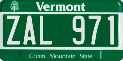 VT license plate ZAL971