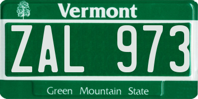 VT license plate ZAL973