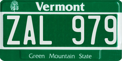 VT license plate ZAL979