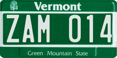 VT license plate ZAM014
