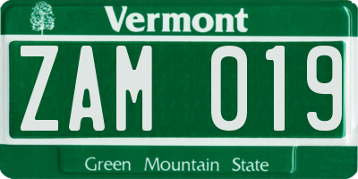VT license plate ZAM019