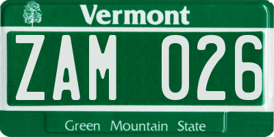 VT license plate ZAM026