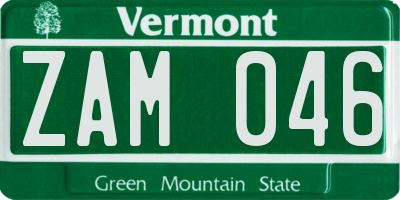 VT license plate ZAM046