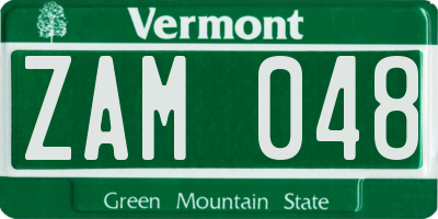 VT license plate ZAM048