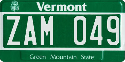 VT license plate ZAM049