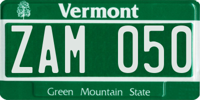 VT license plate ZAM050