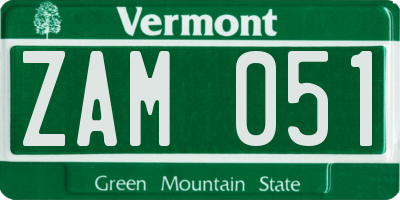 VT license plate ZAM051
