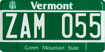 VT license plate ZAM055