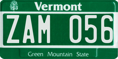 VT license plate ZAM056