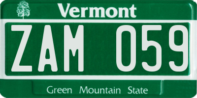 VT license plate ZAM059