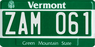 VT license plate ZAM061