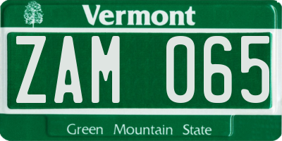 VT license plate ZAM065