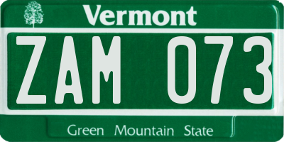 VT license plate ZAM073
