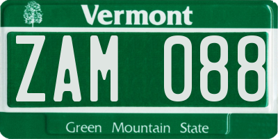 VT license plate ZAM088
