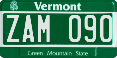 VT license plate ZAM090