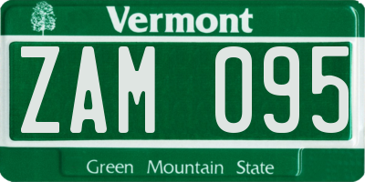 VT license plate ZAM095