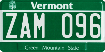 VT license plate ZAM096