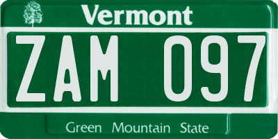VT license plate ZAM097