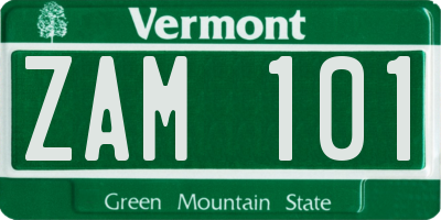 VT license plate ZAM101