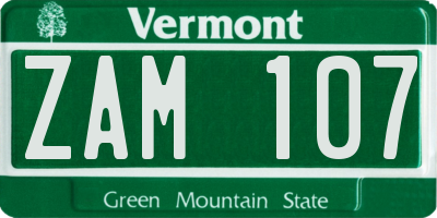 VT license plate ZAM107