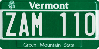VT license plate ZAM110