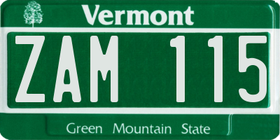 VT license plate ZAM115