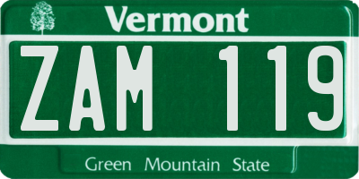 VT license plate ZAM119
