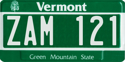 VT license plate ZAM121