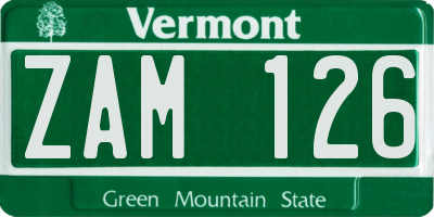 VT license plate ZAM126