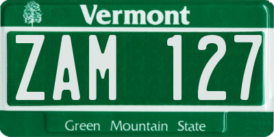VT license plate ZAM127