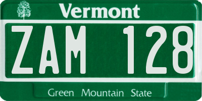 VT license plate ZAM128