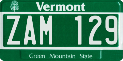 VT license plate ZAM129