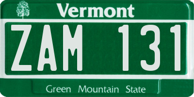 VT license plate ZAM131