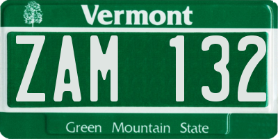VT license plate ZAM132