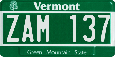 VT license plate ZAM137